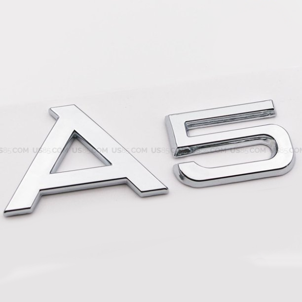 Chrome A5 rear boot lid lettering badge emblem for Audi.