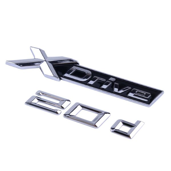Chrome/Black BMW XDrive 20d jd  Boot Badge Emblem For X3 X5 Z4 Series 95mm x 15mm