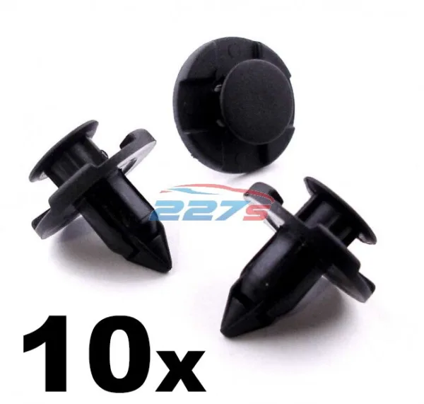 10x 8mm Plastic Trim Clips for Nissan Wheel Arch Liners / Engine Bay Shields -