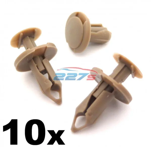 10x 8mm Long Beige / Tan Trim Clips- Perfect for VW T4 & T5 Carpet & Van Linings