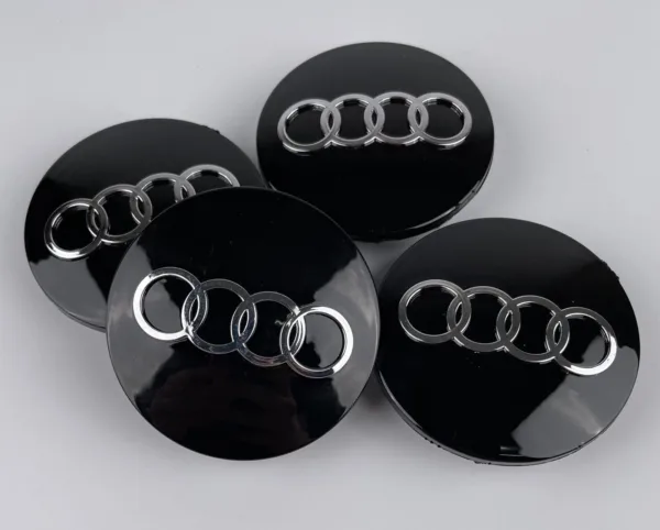 4 x Audi Gloss Black Alloy Wheel Centre Hub Caps Emblem 60mm