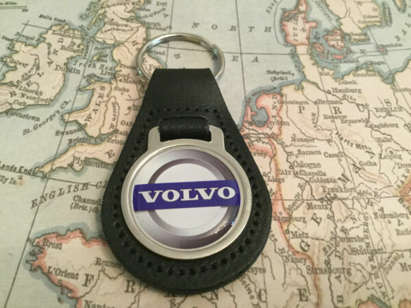 VOLVO Quality Black Real Leather Keyring