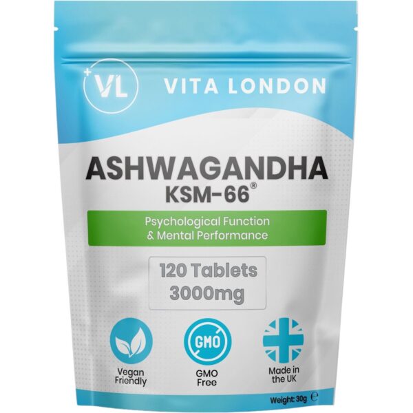 Ashwagandha KSM-66 Organic Root 3000mg 120 Tablets Capsules Anxiety Stress Sleep