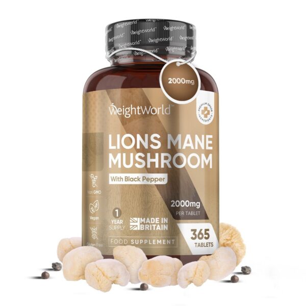 Lion's mane mushroom - 365Tablets - 2000mg - Brain health focus & memory - Vegan