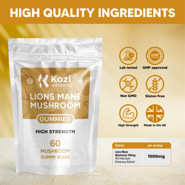 Lions Mane Mushroom Gummies 30000mg - 1000mg Per Serving - High Strength - Pk60