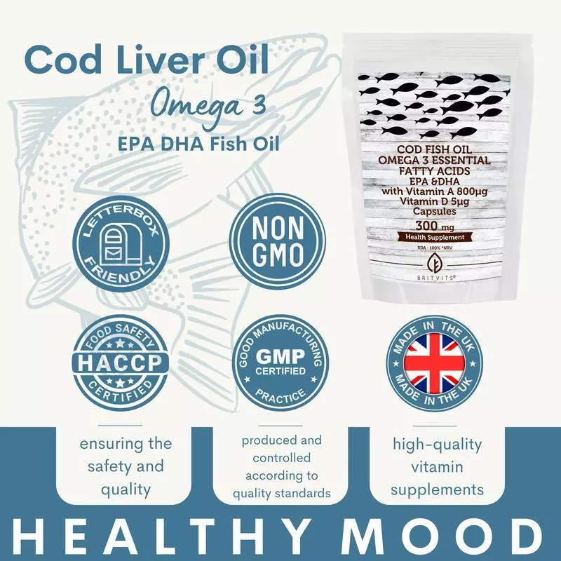 Cod Liver Oil 300mg 30 Capsules Fish Oil VITAMINS