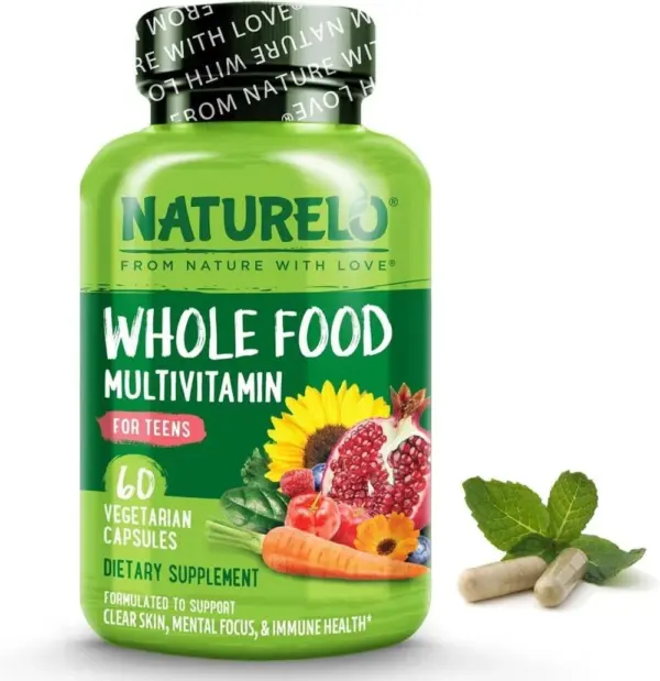 NATURELO Whole Food Multivitamin for Teens Natural Vitamin, Mineral & Plant E