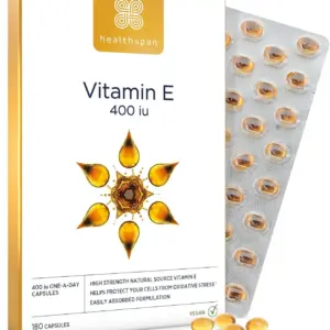 Healthspan Vitamin E 400iu | High Strength Formula to Combat Cell Damage | Sour