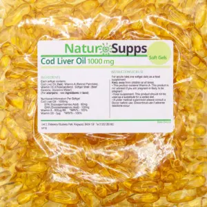 Cod Liver Oil Capsules 1000mg, 1000 Capsules, High Strength, Omega 3, NaturSupps