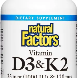 Natural Factors Vitamin K & D, 120mcg, 1,000 IU, 60 Softgels …