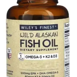 Wiley's Finest Fish Oil Omega 3 + K2 and D3 60 Fish Capsules