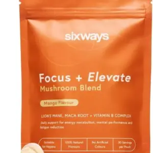Sixways Focus Elevate Lion's Mane Supplement Mango Flavour Vitamin B12 150g Maca