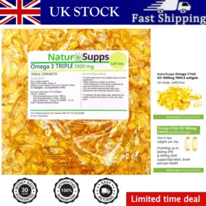 Natural Omega 3 Fish Oil 365 Softgels with 2000mg, Supports Heart and Brain