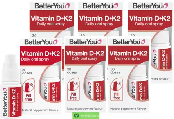 BetterYou Vitamin D3000+K2 Oral Spray for Healthy Bones and Immune system *6 Pk*