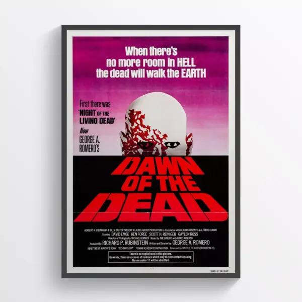 Dawn of the Dead Movie Poster Wall Art Retro Horror Print Classic Movie A2 42 X 59.9CM