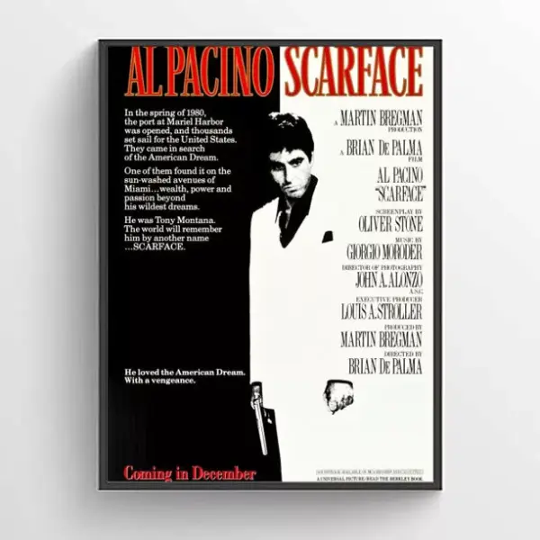Scarface Movie Poster Print Classic 80s Wall Art A2 42 X 59.9CM