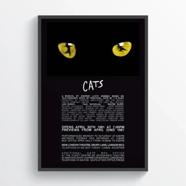 Cats The Musical Theatre Posters Retro Vintage Broadway Prints A3 29.7 x 42CM