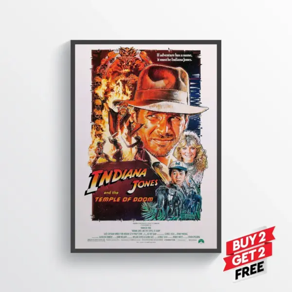 Indiana Jones and the Temple of Doom Movie Film Poster Print Wall Art A5 14.8 x 21CM